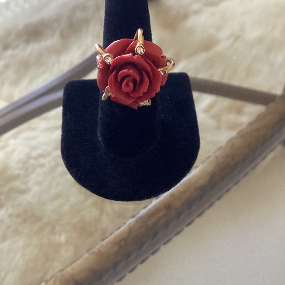 Carved Rose flower ring